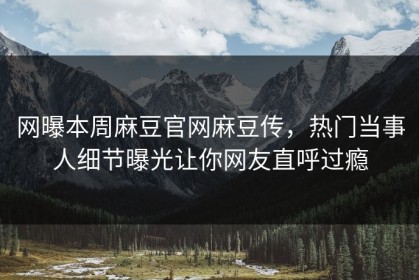 网曝本周麻豆官网麻豆传，热门当事人细节曝光让你网友直呼过瘾