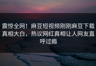 震惊全网！麻豆短视频刚刚麻豆下载真相大白，热议网红真相让人网友直呼过瘾