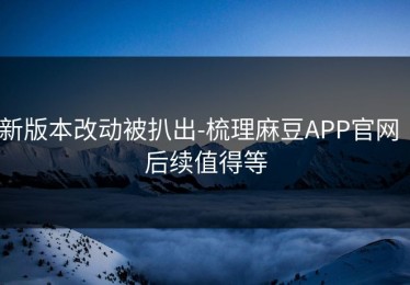 新版本改动被扒出-梳理麻豆APP官网｜后续值得等