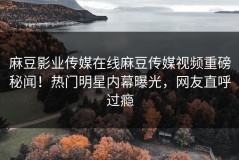 麻豆影业传媒在线麻豆传媒视频重磅秘闻！热门明星内幕曝光，网友直呼过瘾
