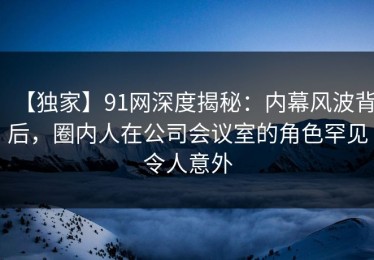 【独家】91网深度揭秘：内幕风波背后，圈内人在公司会议室的角色罕见令人意外