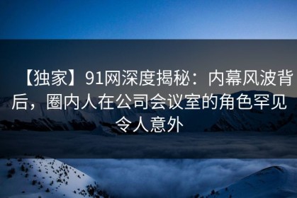 【独家】91网深度揭秘：内幕风波背后，圈内人在公司会议室的角色罕见令人意外