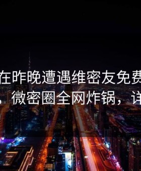 圈内人在昨晚遭遇维密友免费观看无法自持，微密圈全网炸锅，详情围观