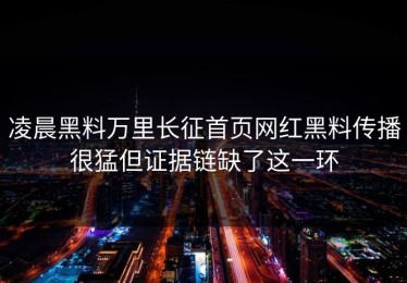 凌晨黑料万里长征首页网红黑料传播很猛但证据链缺了这一环