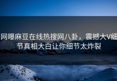 网曝麻豆在线热搜网八卦，震撼大V细节真相大白让你细节太炸裂