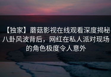【独家】蘑菇影视在线观看深度揭秘：八卦风波背后，网红在私人派对现场的角色极度令人意外