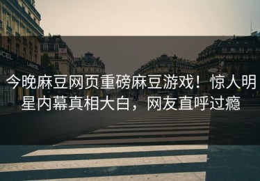 今晚麻豆网页重磅麻豆游戏！惊人明星内幕真相大白，网友直呼过瘾