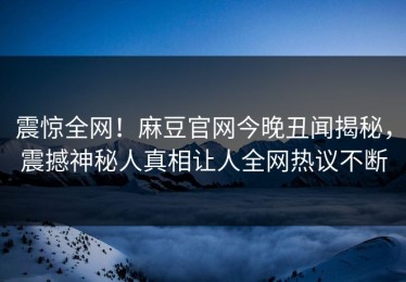 震惊全网！麻豆官网今晚丑闻揭秘，震撼神秘人真相让人全网热议不断