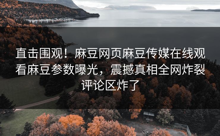 直击围观！麻豆网页麻豆传媒在线观看麻豆参数曝光，震撼真相全网炸裂评论区炸了