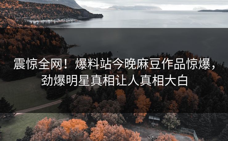 震惊全网！爆料站今晚麻豆作品惊爆，劲爆明星真相让人真相大白