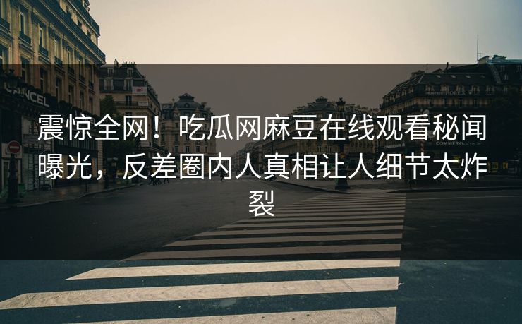 震惊全网！吃瓜网麻豆在线观看秘闻曝光，反差圈内人真相让人细节太炸裂
