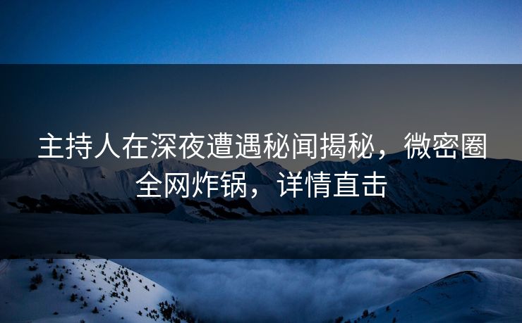 主持人在深夜遭遇秘闻揭秘，微密圈全网炸锅，详情直击