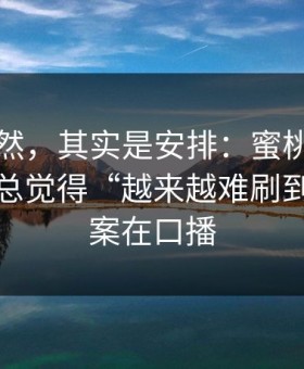 看似偶然，其实是安排：蜜桃在线为什么你总觉得“越来越难刷到”？答案在口播