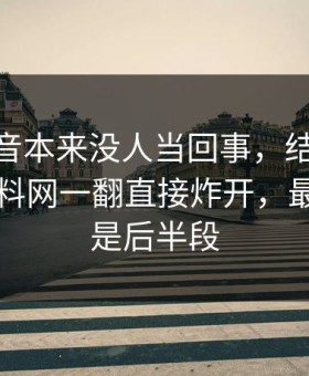 那段录音本来没人当回事，结果被51吃瓜爆料网一翻直接炸开，最离谱的是后半段