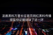 凌晨黑料万里长征首页网红黑料传播很猛但证据链缺了这一环