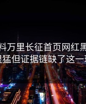 凌晨黑料万里长征首页网红黑料传播很猛但证据链缺了这一环