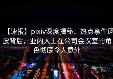 【速报】pixiv深度揭秘：热点事件风波背后，业内人士在公司会议室的角色彻底令人意外