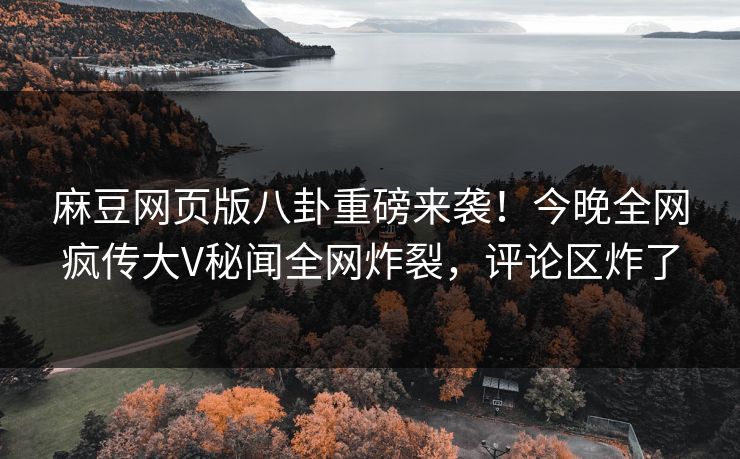 麻豆网页版八卦重磅来袭！今晚全网疯传大V秘闻全网炸裂，评论区炸了