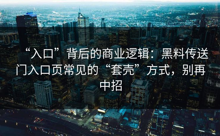 “入口”背后的商业逻辑：黑料传送门入口页常见的“套壳”方式，别再中招